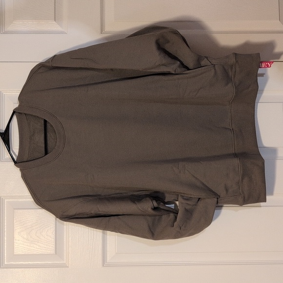 Pumiey Taupe Olive Green Oversized Crewneck Women's Size L Sweatshirt NWT - Picture 1 of 11